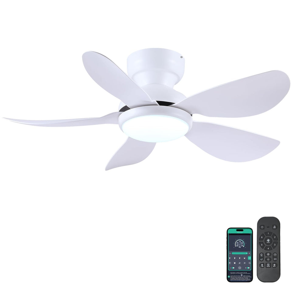 Kviflon 36 inch ceiling fan with light front view, ideal for bedrooms