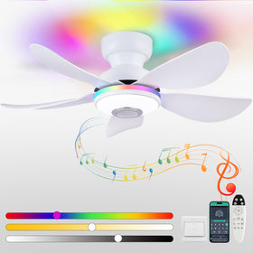 Kviflon 36-inch white ceiling fan with light provides even illumination for living spaces.