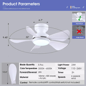 Kviflon remote and app control for easy speed and light adjustments.