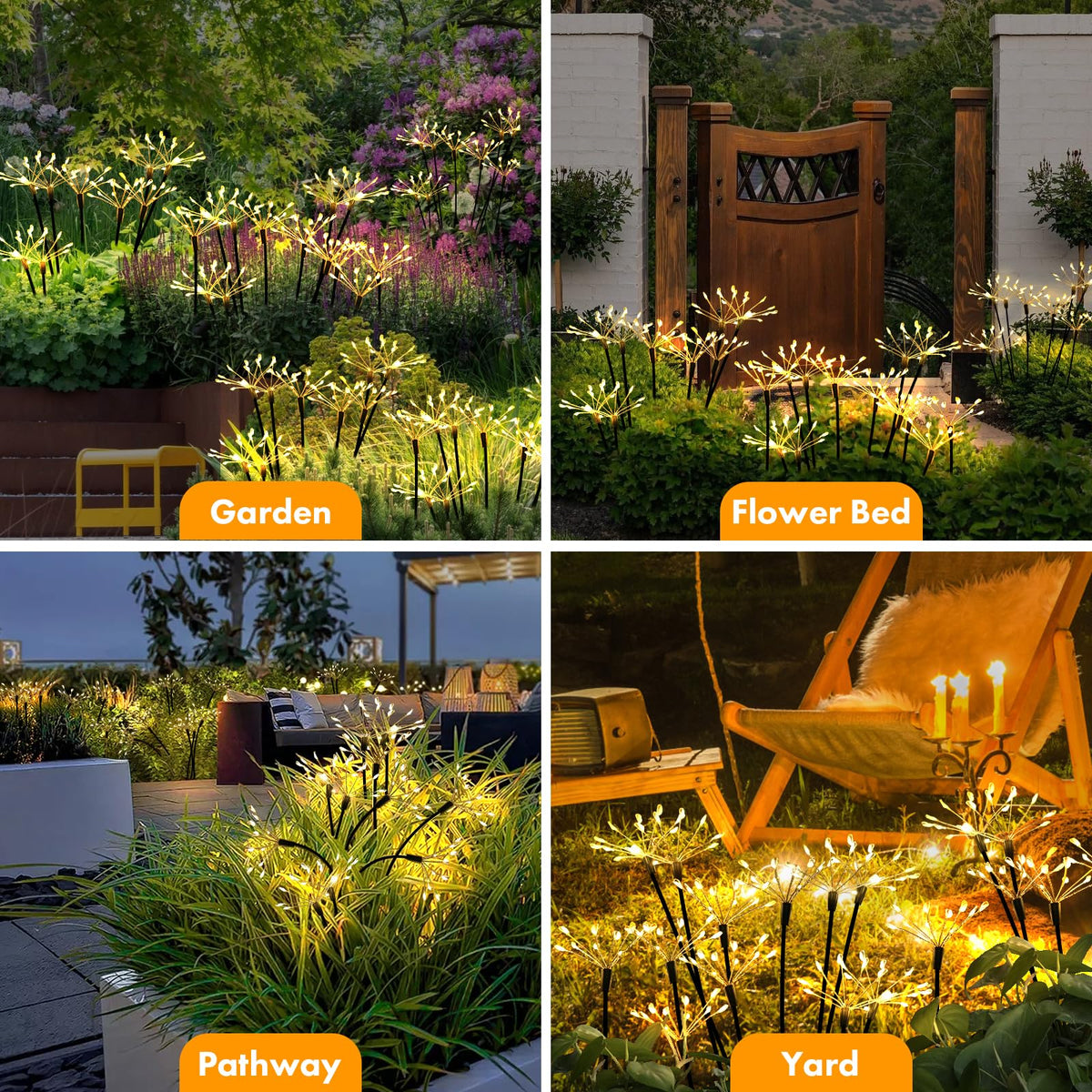 Kwaiffeo lights in steady mode provide continuous ambient light for patios.