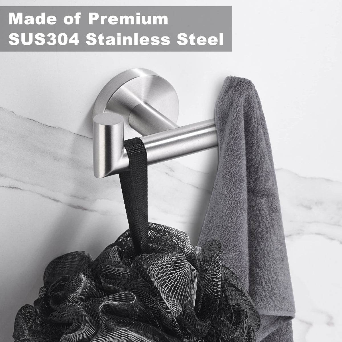 Kwanicas anti-rust bathroom hook suited for humid spaces.