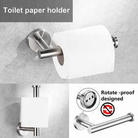 Kwanicas brushed-nickel towel hooks save space with a sleek finish.