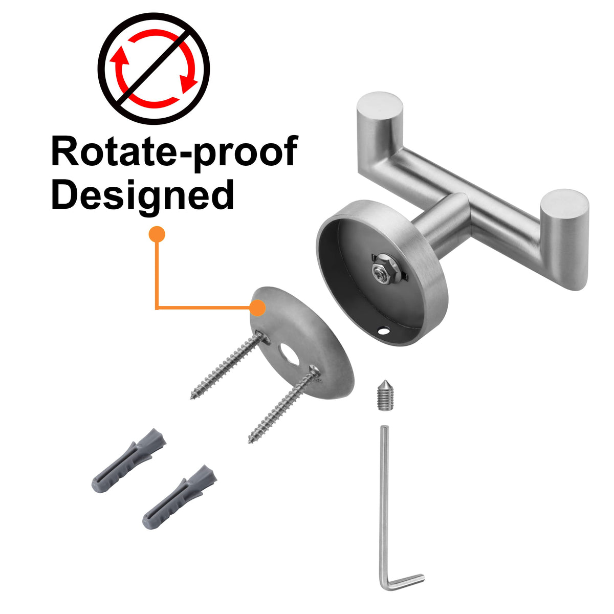Kwanicas two-pack brushed nickel hooks save space.