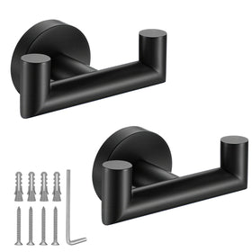 Kwanicas matte black towel hooks wall mount for organized bathrooms and kitchens.