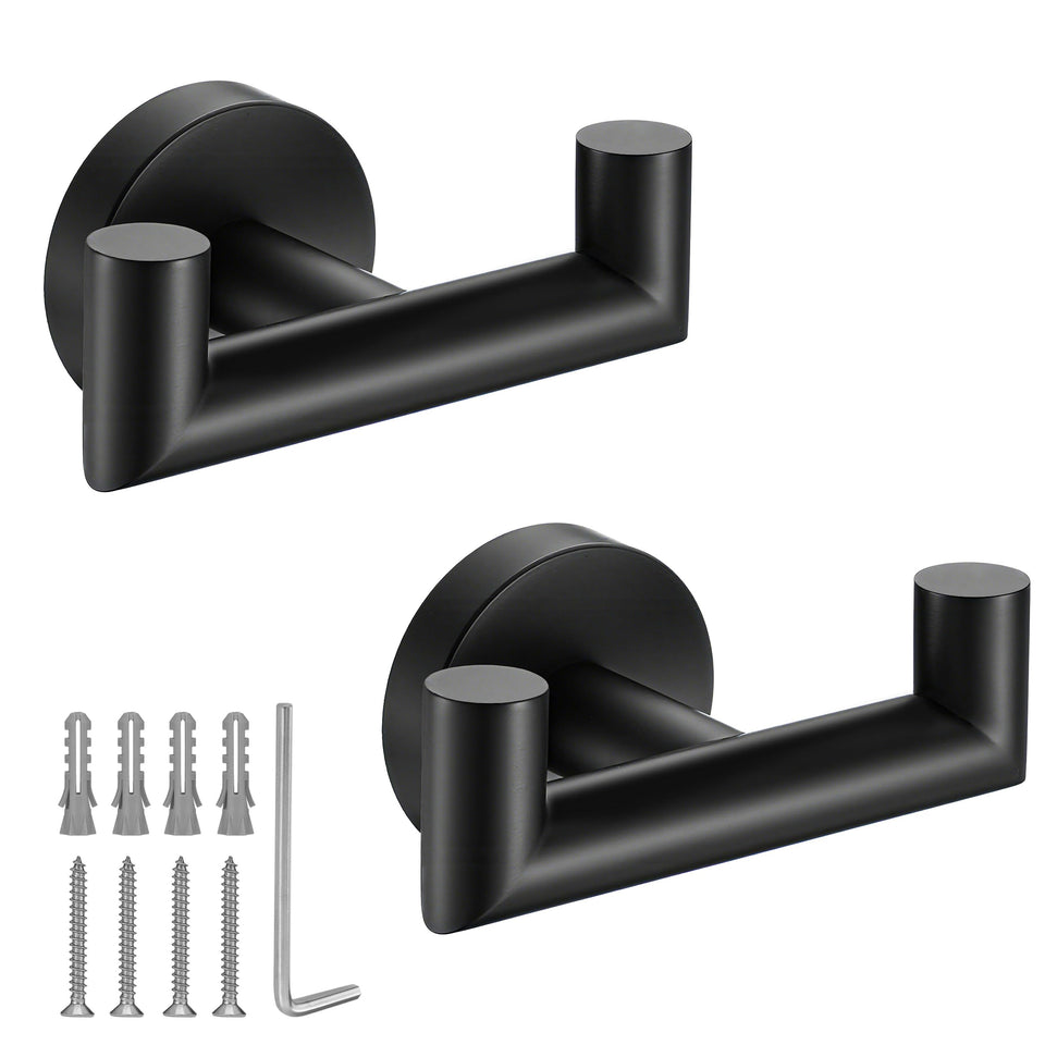 Kwanicas matte black towel hooks wall mount for organized bathrooms and kitchens.