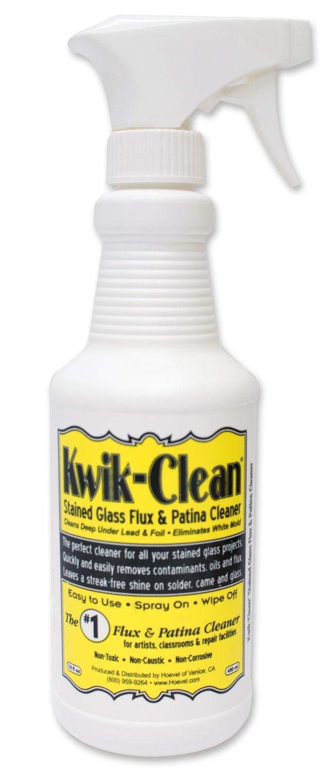 Kwik-Clean flux cleaner spray for post-solder cleanup and patina prep.