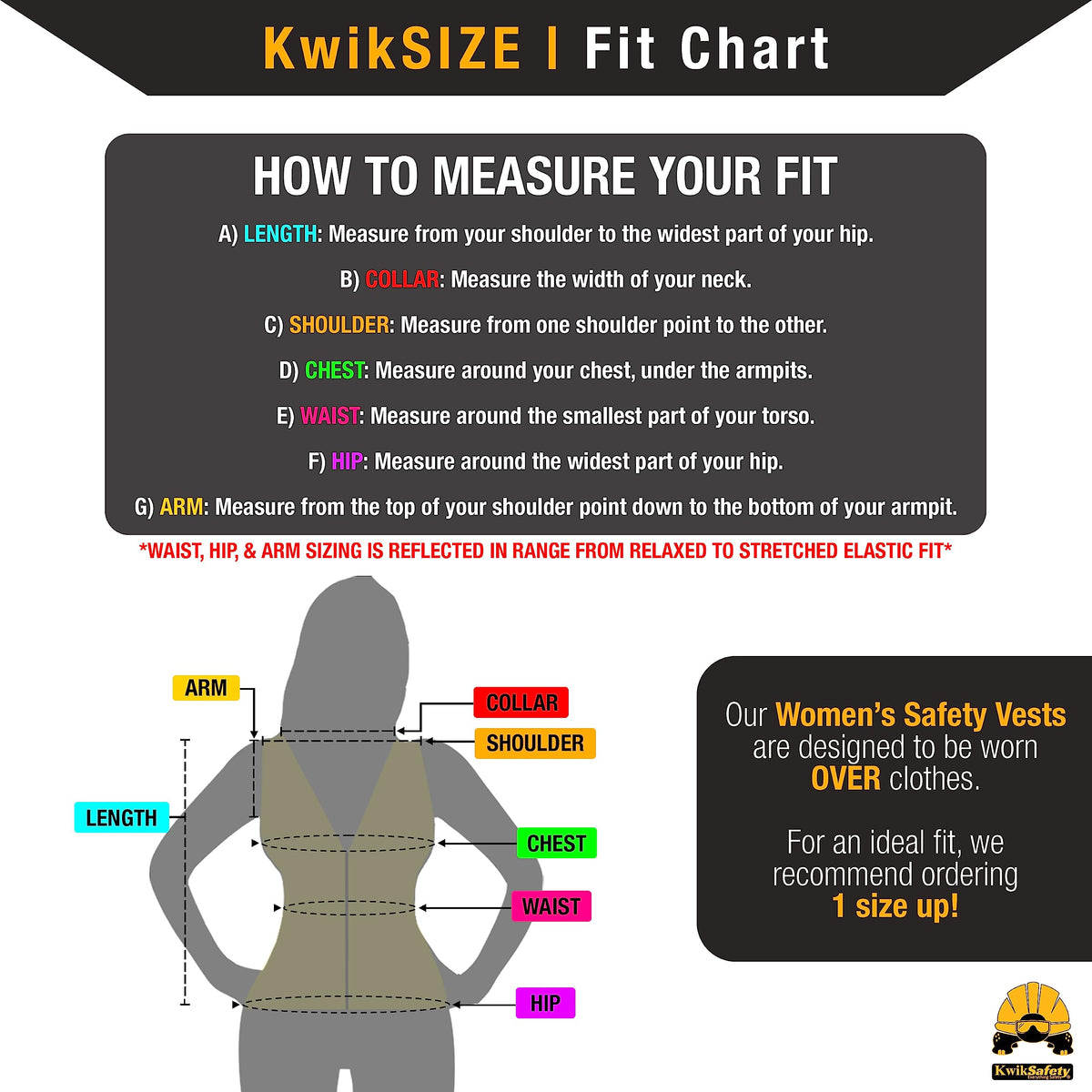 KwikSafety First Lady vest with elastic hem for flexible, secure fit.