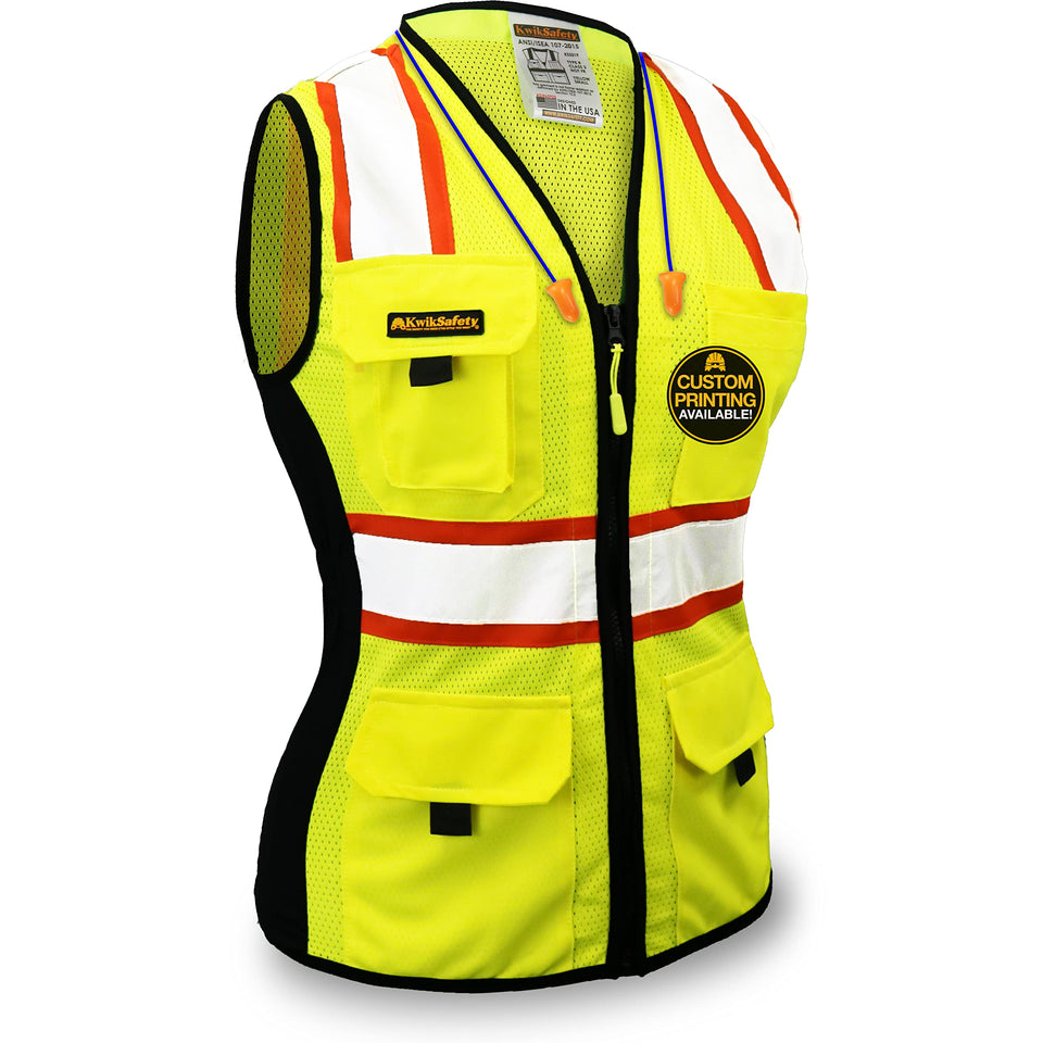 KwikSafety First Lady vest front pockets for quick tool access and organization.