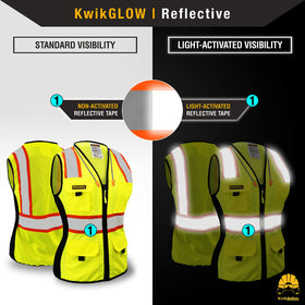 KwikSafety FIRST LADY vest breathable mesh panels for cool all-season comfort.