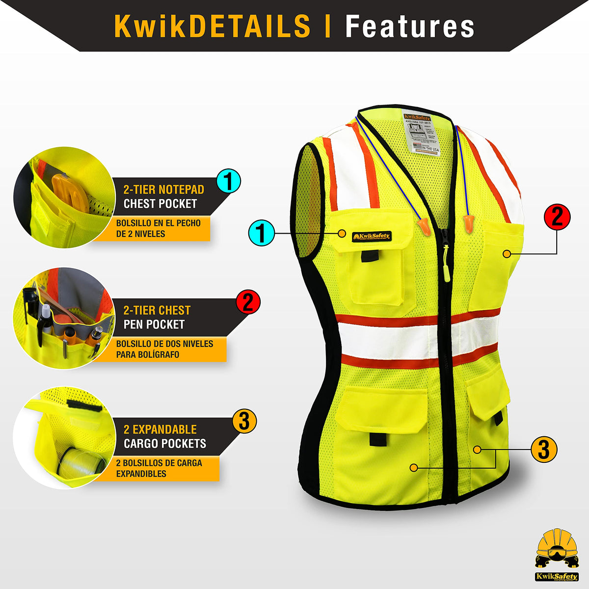 KwikSafety FIRST LADY vest women-friendly fit and comfort for all-day wear.