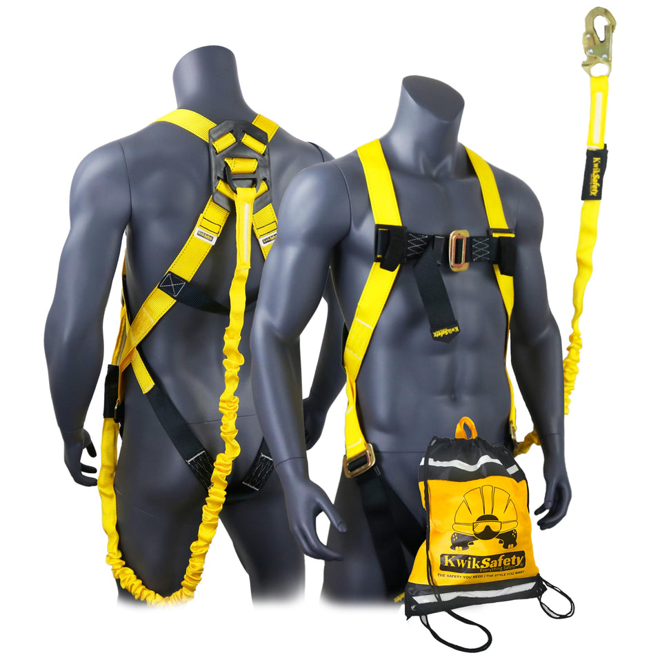 KwikSafety SCORPION harness front view shows full-body protection and adjustable fit.