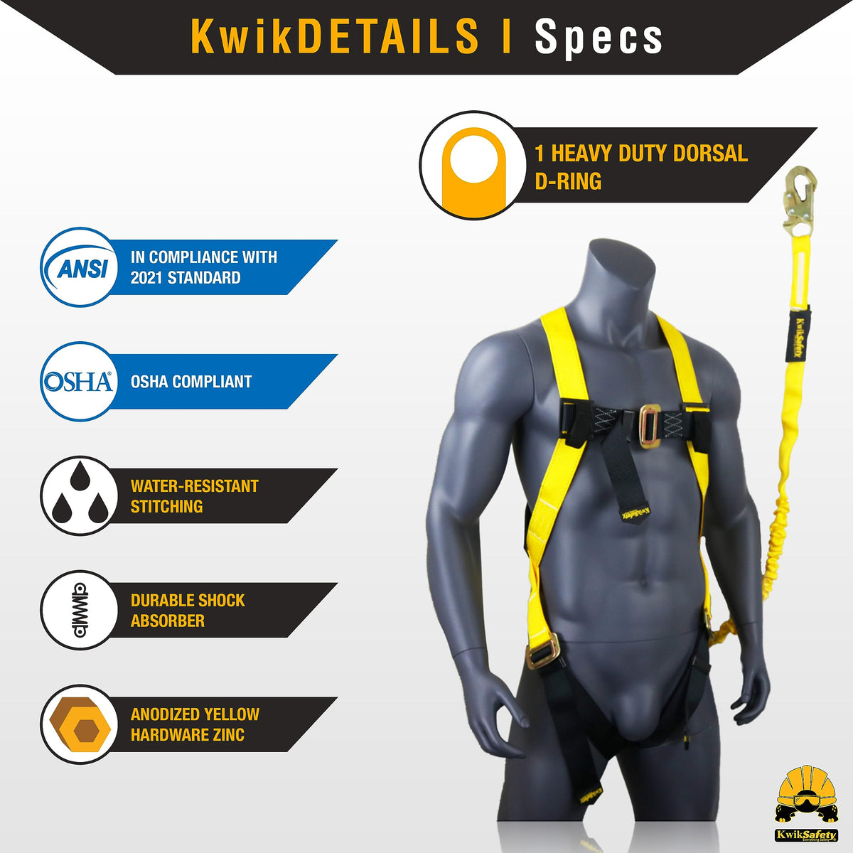 KwikSafety SCORPION harness shoulder pads offer comfort during long workdays.