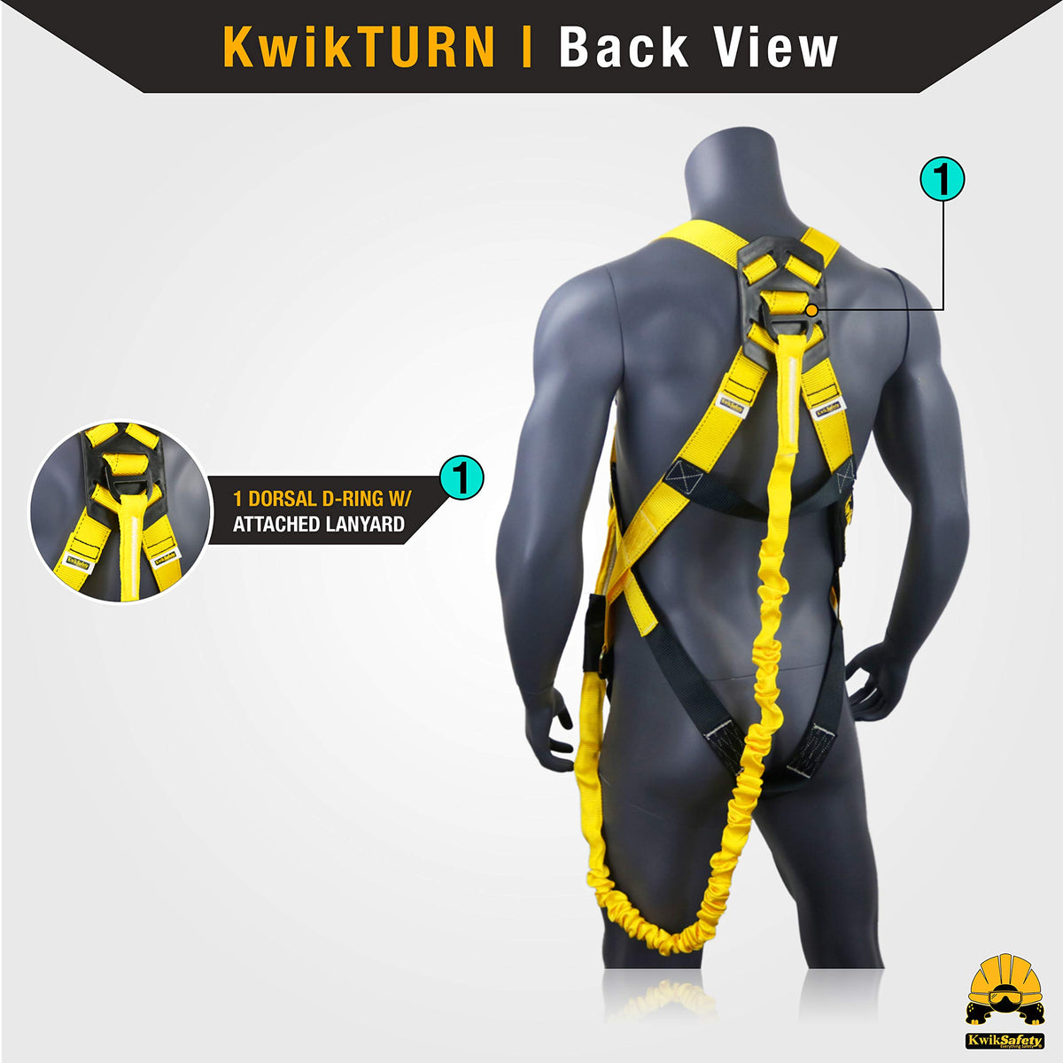 KwikSafety SCORPION harness side view highlights rugged straps for heavy-duty use.