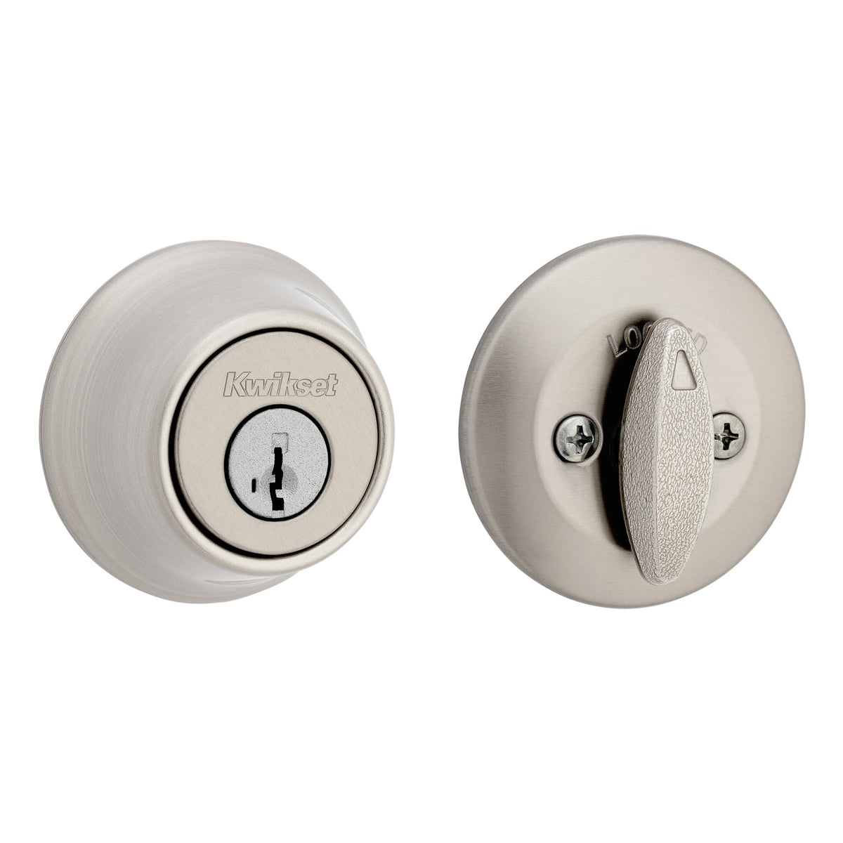 Kwikset 660 exterior keyed deadbolt on front door for secure entry.