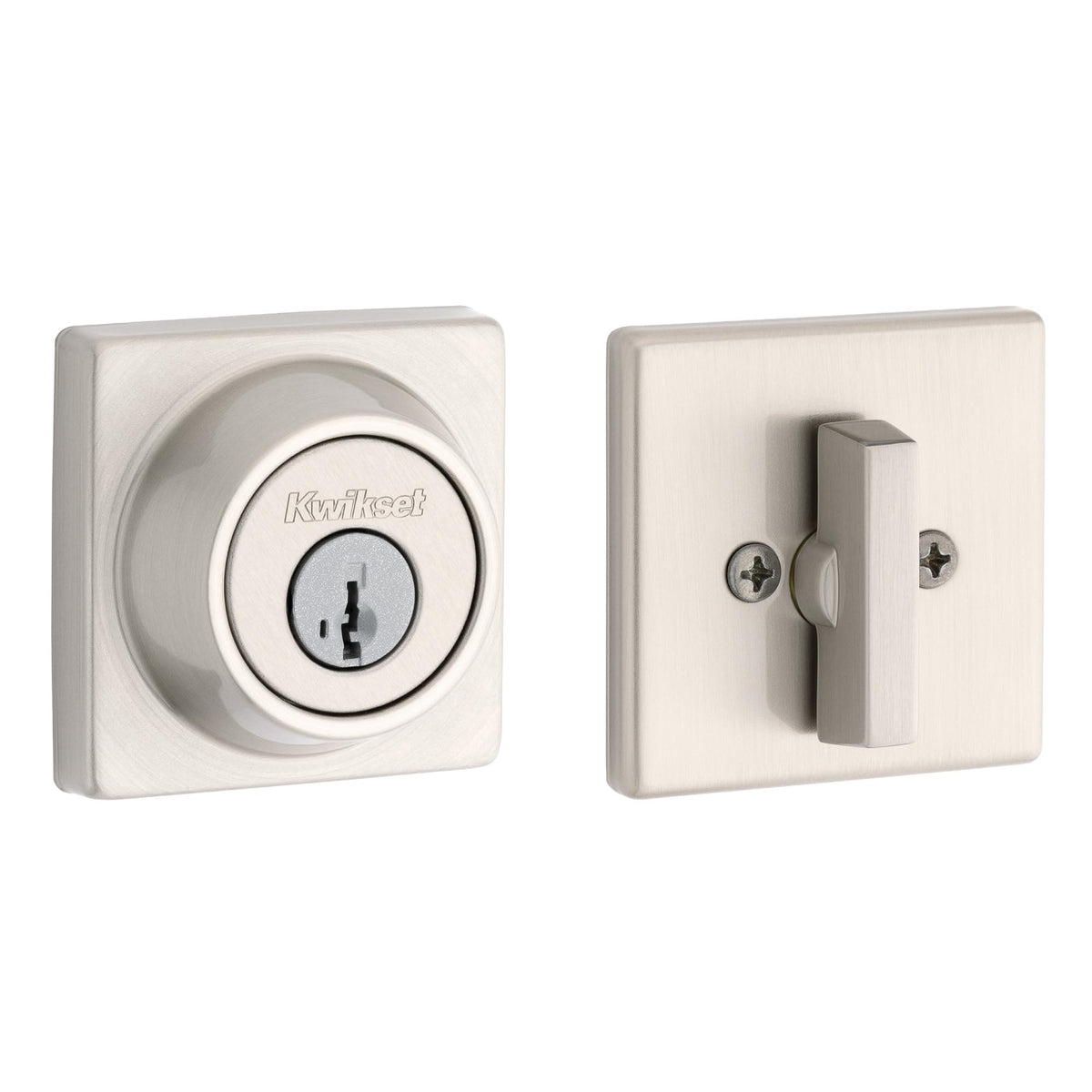 Kwikset 660 exterior lock on square front door, reliable security.