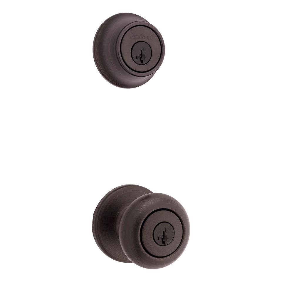 Kwikset 690 Cove keyed entry knob in Venetian Bronze for exterior security.