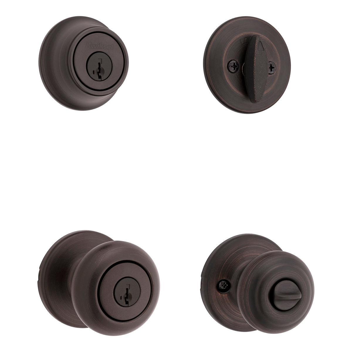 Kwikset 690 Cove single cylinder deadbolt in Venetian Bronze adds privacy and protection.