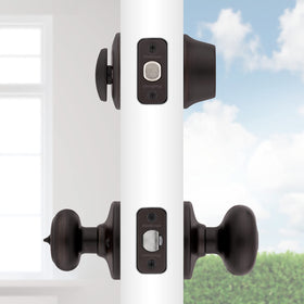 SmartKey Security close-up on Kwikset 690 Cove enables quick re-keying.