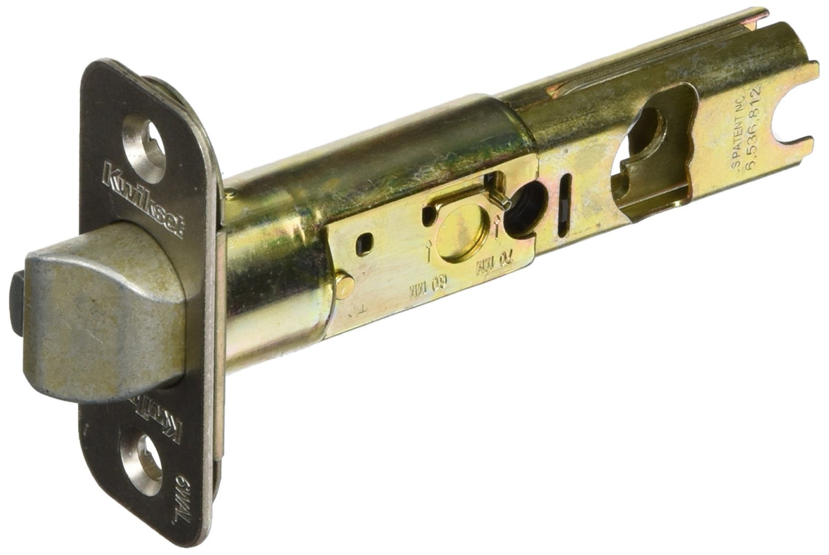 Kwikset 82247-15 adjustable radius deadlatch with brass finish for durable exterior security