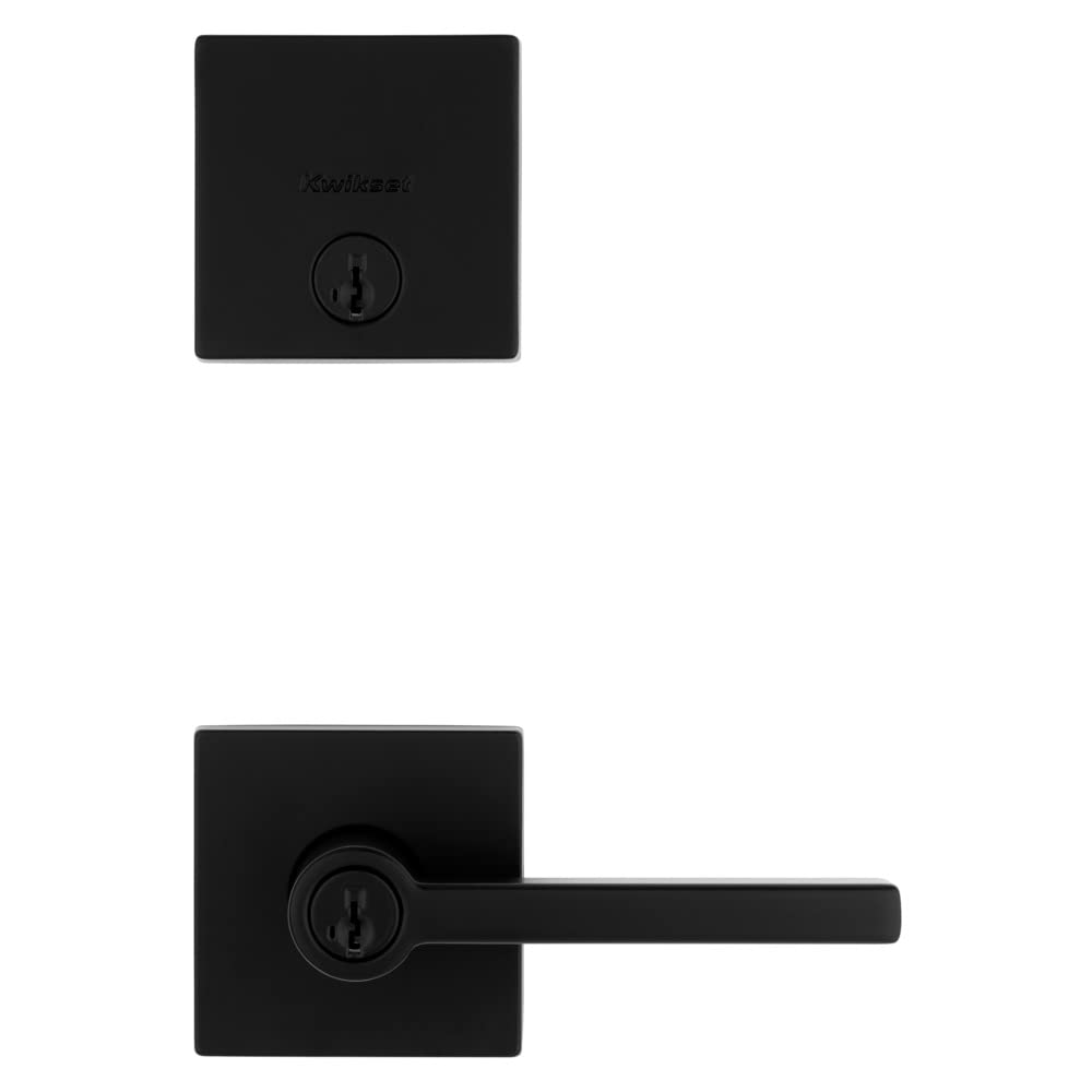 Kwikset Halifax lever and deadbolt combo offer reliable key access and privacy.
