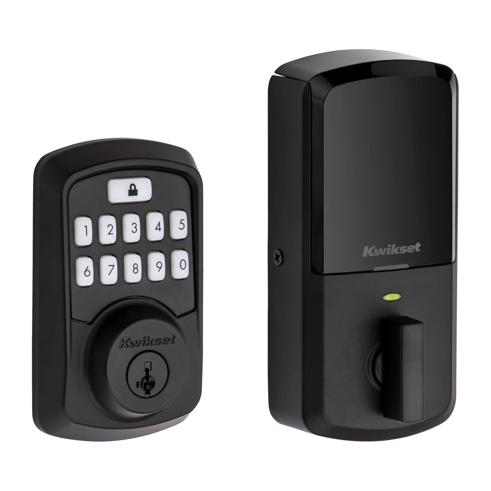 Kwikset Aura Bluetooth keypad lock front view showing keyless entry convenience