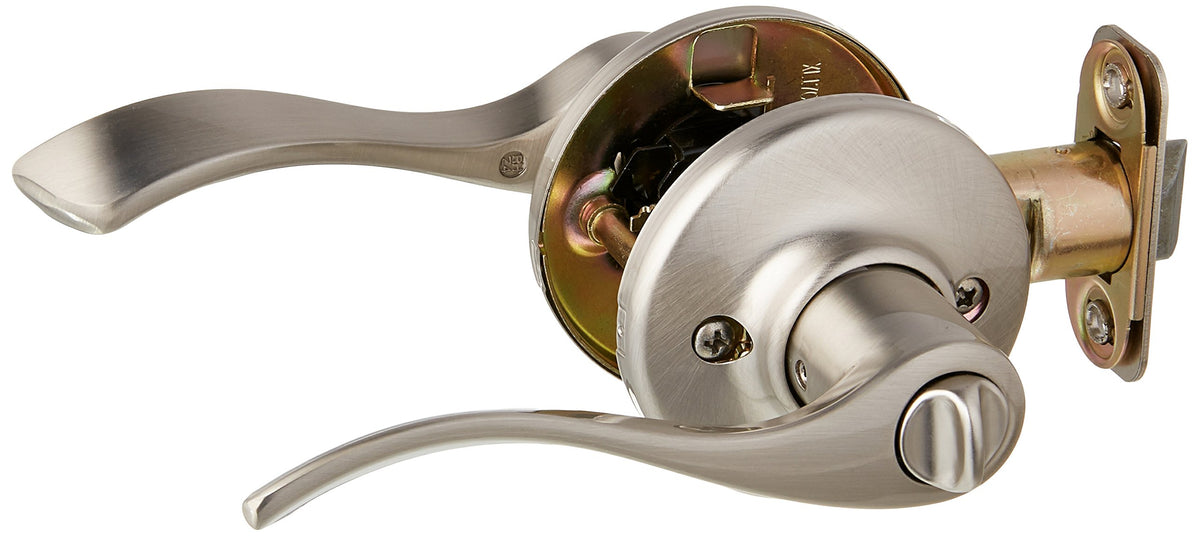 Kwikset Balboa exterior privacy lever with emergency release for privacy doors and secure access.