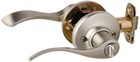 Kwikset Balboa exterior privacy lever with emergency release for privacy doors and secure access.