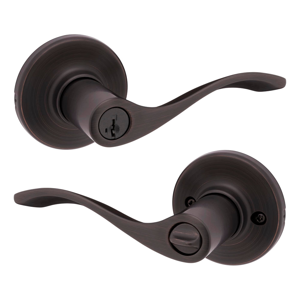  Kwikset Balboa front-entry lever with lock for secure entry.
