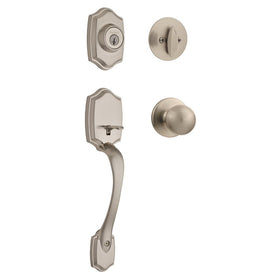 Kwikset Belleview front door handle and exterior lock showing secure entry