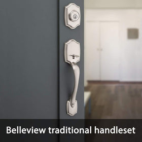 Kwikset Belleview interior knob with traditional design for entryways