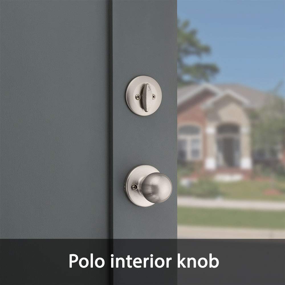 Kwikset Belleview satin nickel finish highlights contemporary styling and durability