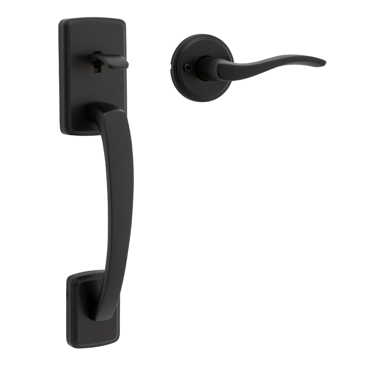 Kwikset Brentford exterior handle for secure entry and stylish curb appeal.