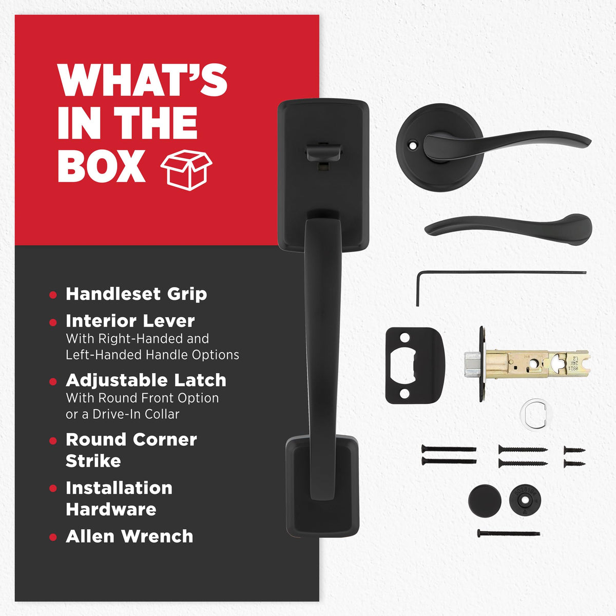 Kwikset Brentford matte black finish adds contemporary style.