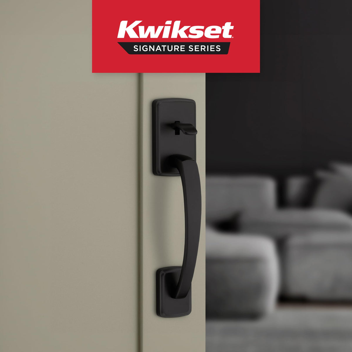 Sedona interior reversible lever on Kwikset Brentford offers flexible installation.