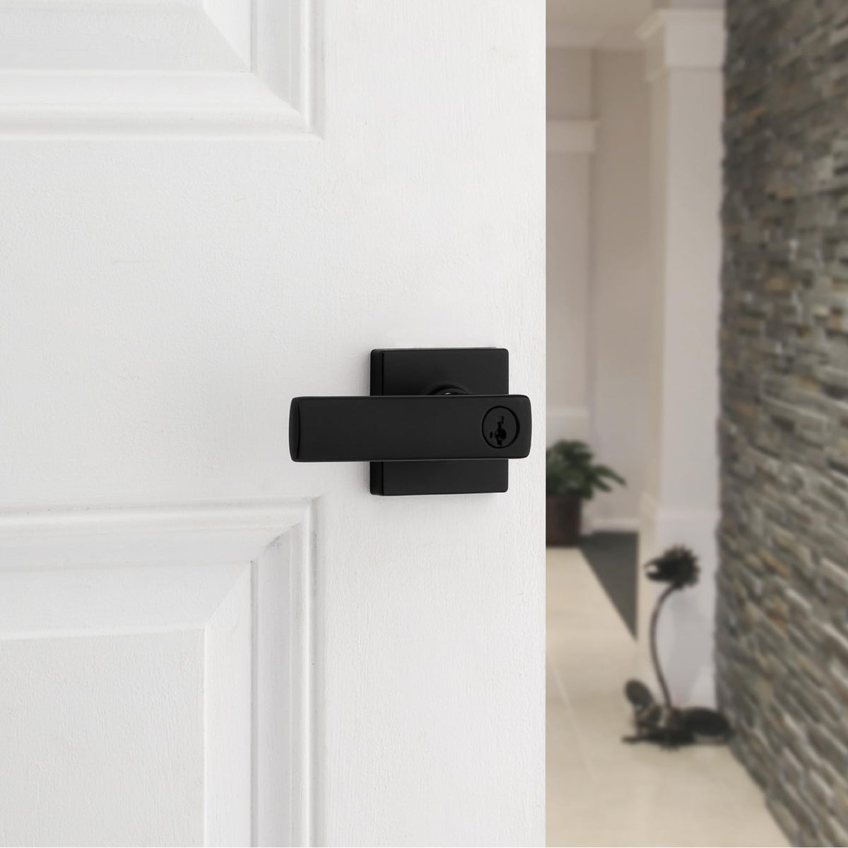 Kwikset Breton satin nickel lever emphasizes contemporary style with reliable performance