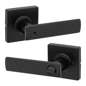 Kwikset Breton privacy lever close-up for bedroom privacy.