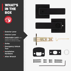 Kwikset Breton reversible lever on door for left or right-handed use.