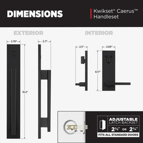 Exterior keyed backplate and matte black finish of Caerus