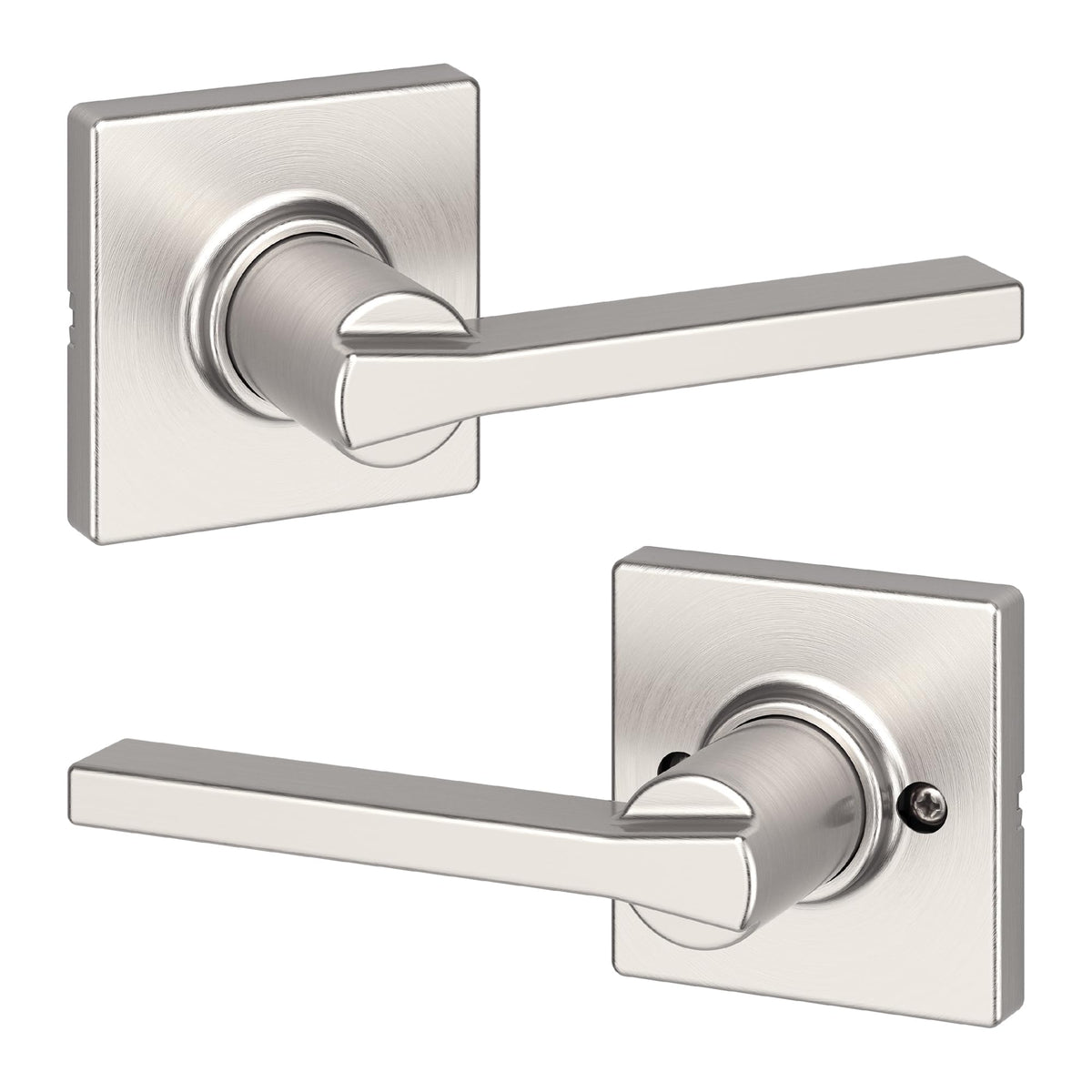Kwikset Casey interior passage lever in satin nickel for closets
