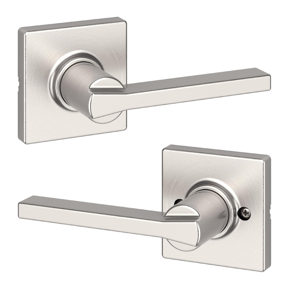 Kwikset Casey interior passage lever in satin nickel for closets