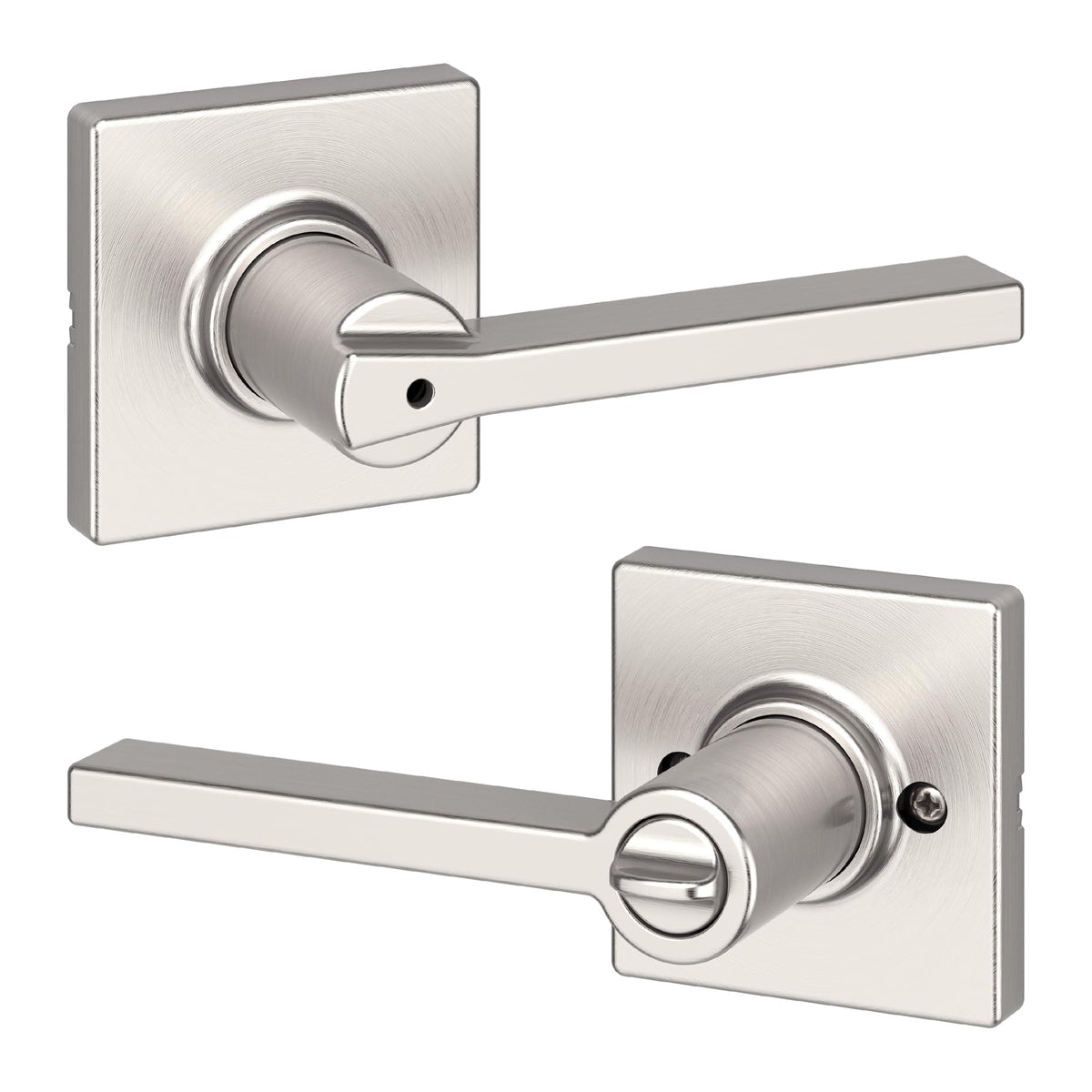 Kwikset Casey interior privacy handle on bedroom door for secure privacy.