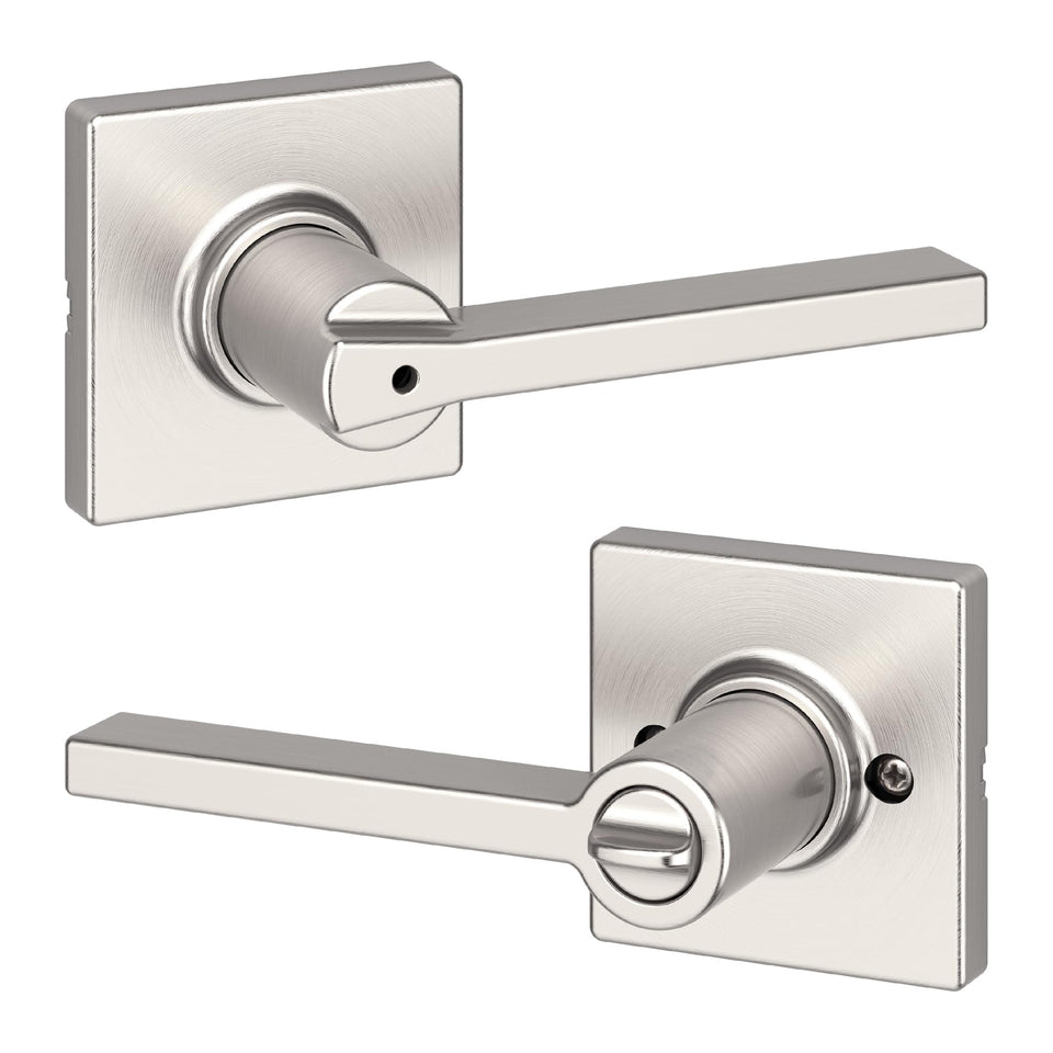 Kwikset Casey interior privacy handle on bedroom door for secure privacy.