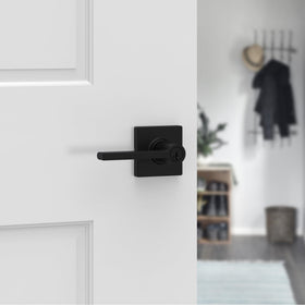 Kwikset Casey keyed-entry lock matte black enhances security and curb appeal