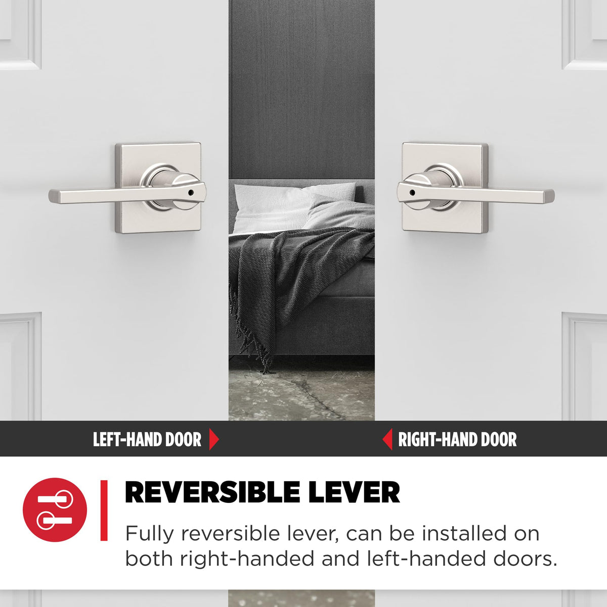 Kwikset Casey latch backset adjustable for 2-3/8 or 2-3/4 inches.
