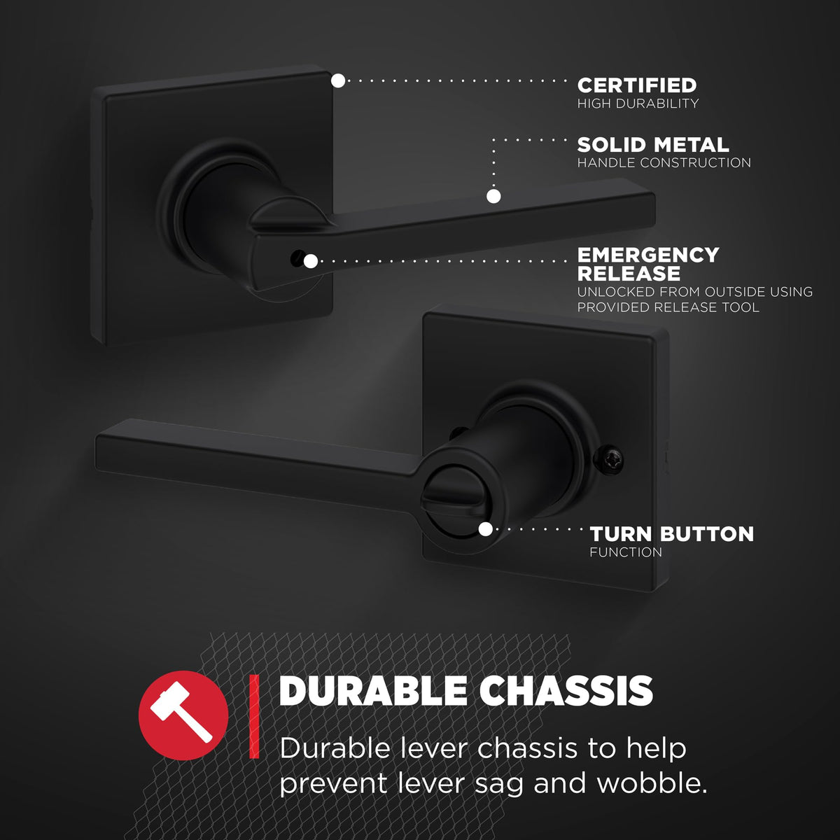 Kwikset Casey latch backset adjustable to 2-3/8 or 2-3/4 inches.