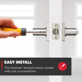 Kwikset Casey privacy turn button with release tool enables interior locking.