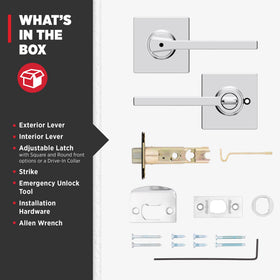 Kwikset Casey rosette, screws, and allen wrench for simple installation.