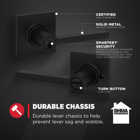 Kwikset Casey rosette design with clean, contemporary finish