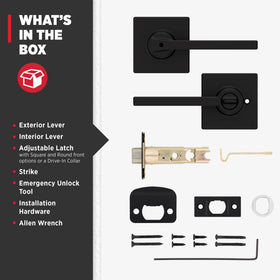 Kwikset Casey rosette and faceplate add a sleek finish.