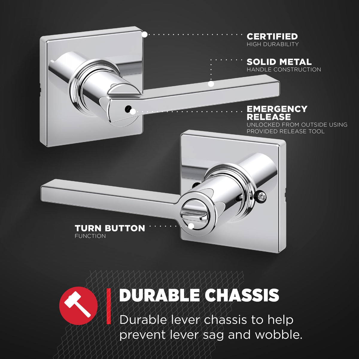 Kwikset Casey round strike plate with latch options in chrome.